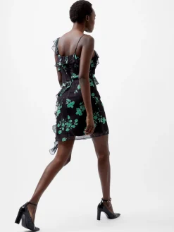 French Connection Party Dresses-Alessandra Recycled Crinkle Ruffle Mini Dress