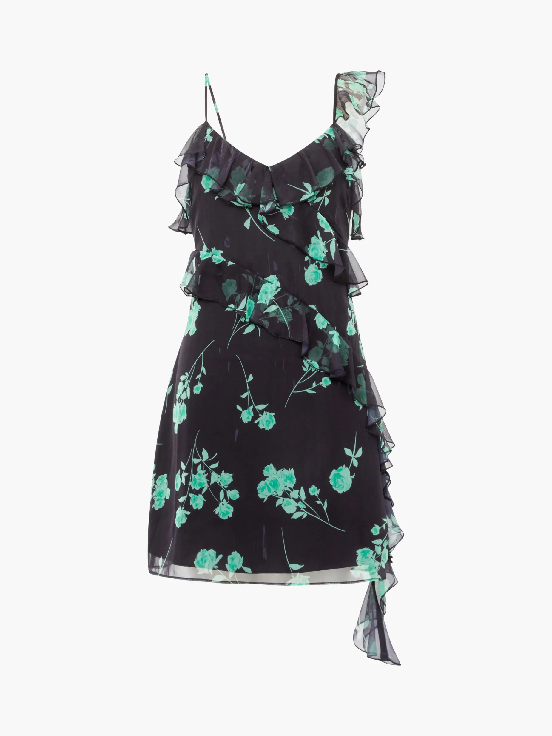 French Connection Party Dresses-Alessandra Recycled Crinkle Ruffle Mini Dress