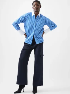 French Connection Tops|Shirts-Alexis Cotton Striped Detail Shirt