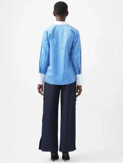 French Connection Tops|Shirts-Alexis Cotton Striped Detail Shirt