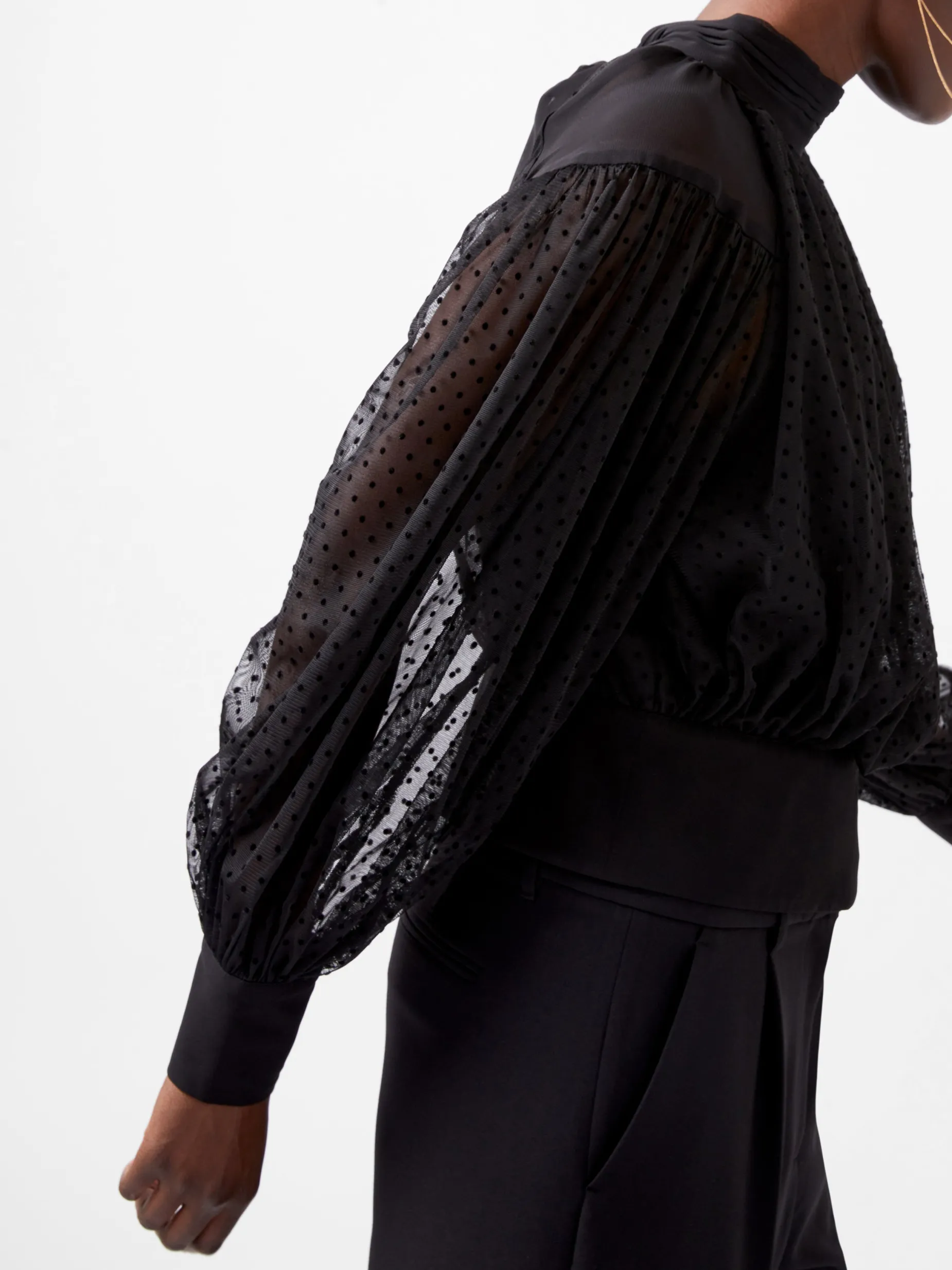 French Connection Tops-Alice Dobby Chiffon Mix Long Sleeve Top