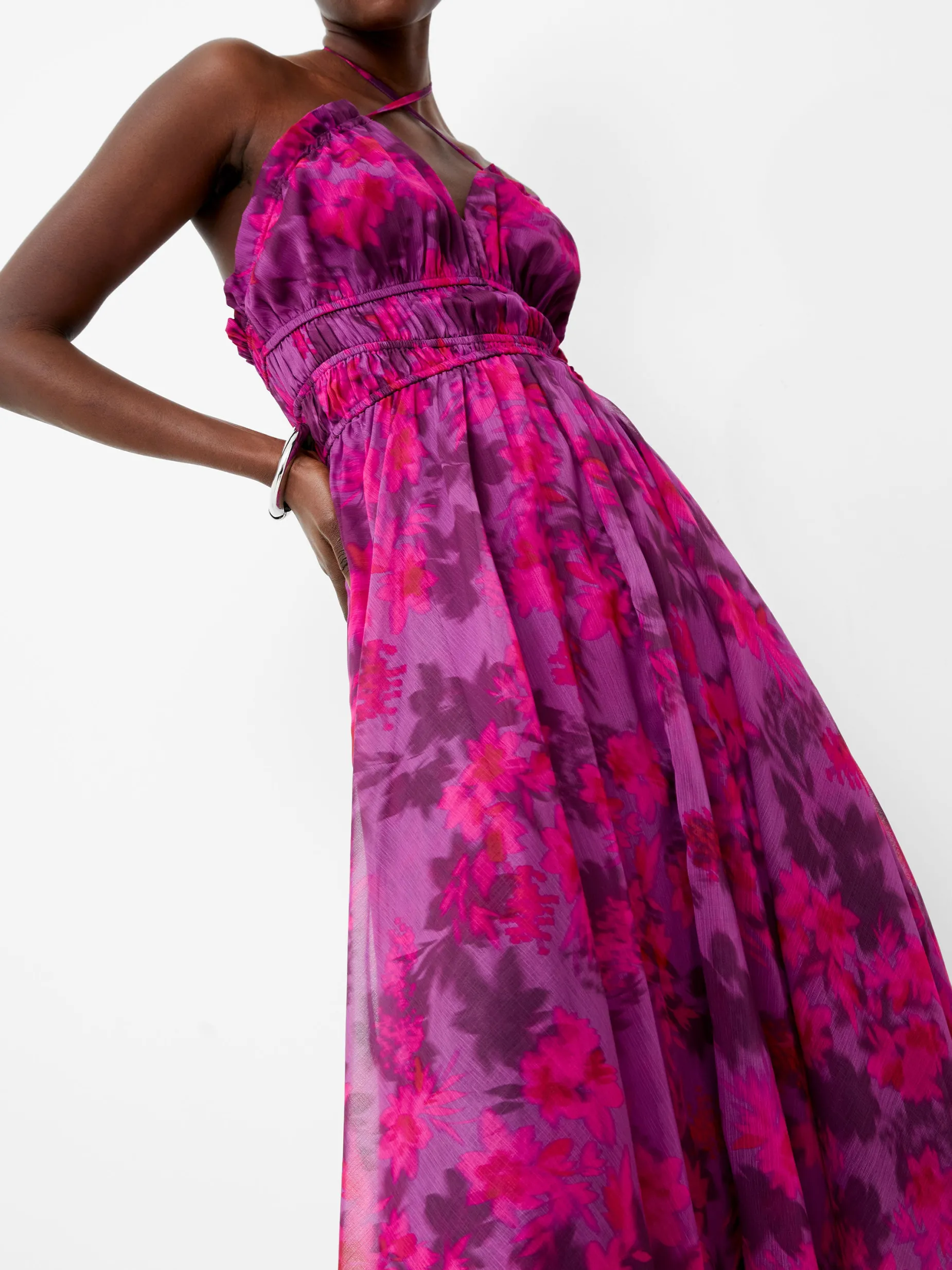 French Connection Party Dresses-Arla Hallie Crinkle Halterneck Dress