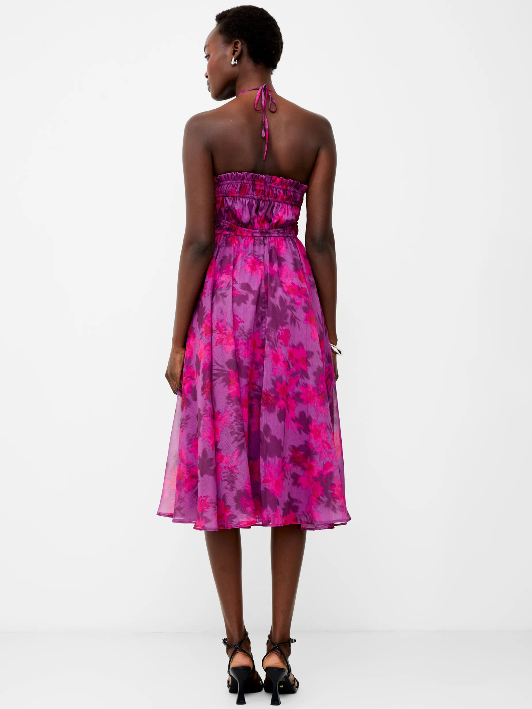 French Connection Party Dresses-Arla Hallie Crinkle Halterneck Dress