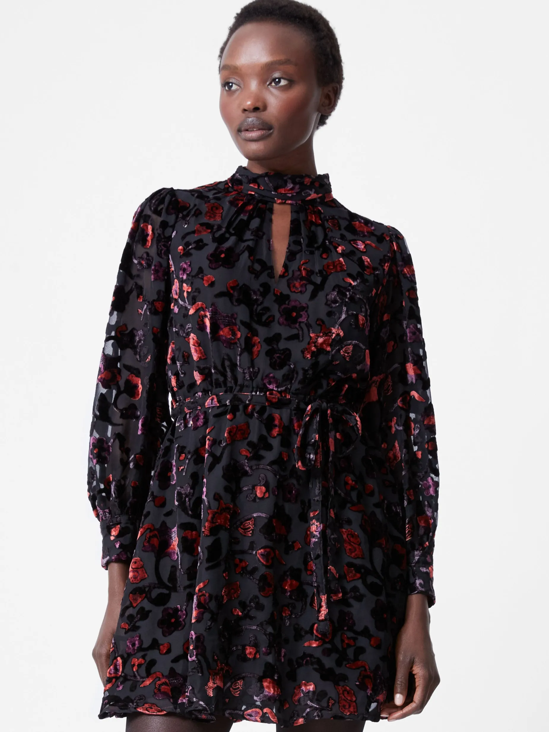 French Connection Party Dresses-Avery Devore High Neck Mini Dress
