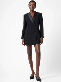French Connection Dresses|Mini Dresses-Azra Carey Satin Collar Mini Blazer Dress