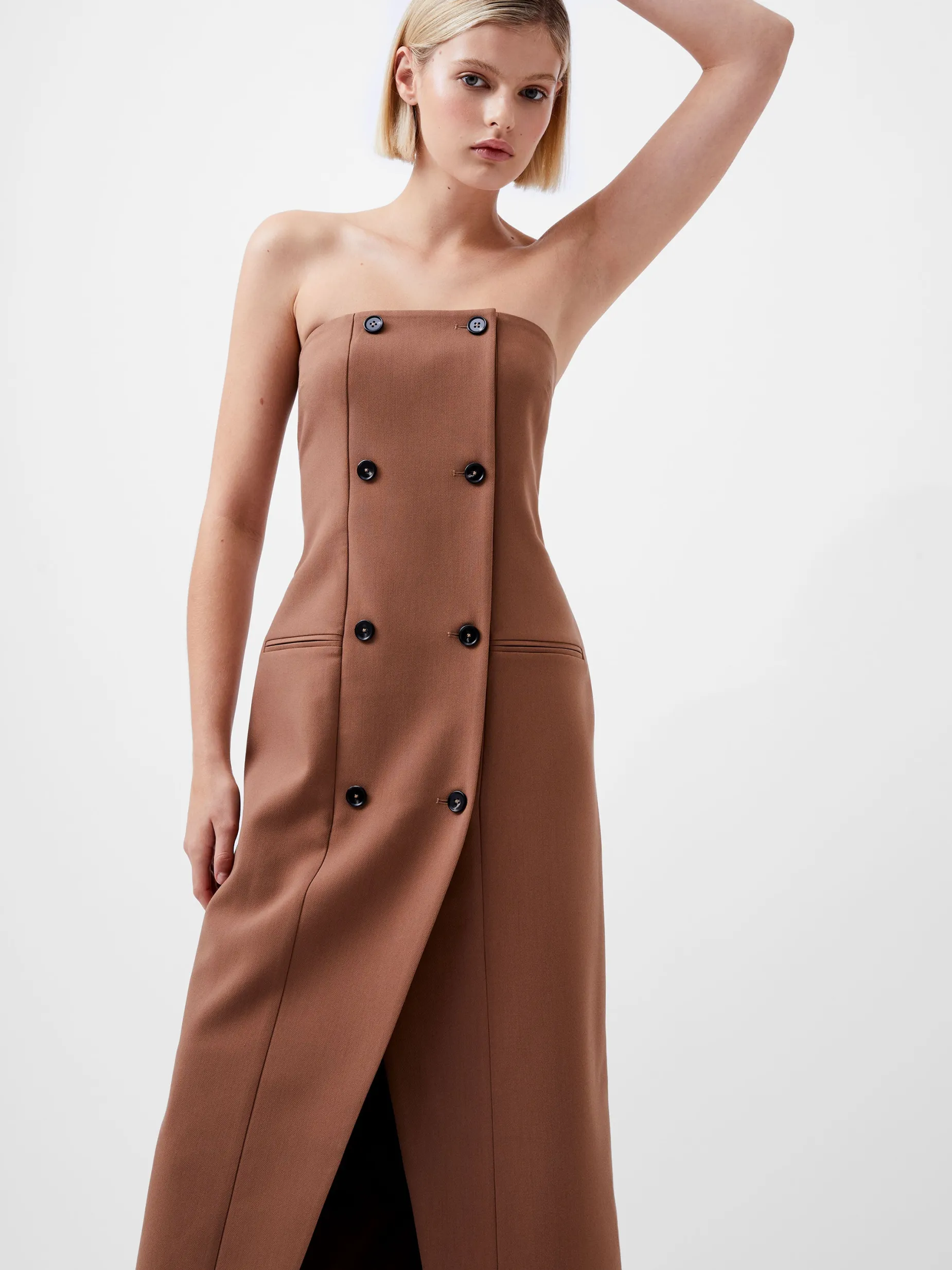 French Connection Dresses|Midi Dresses-Azra Twill Bandeau Midi Dress