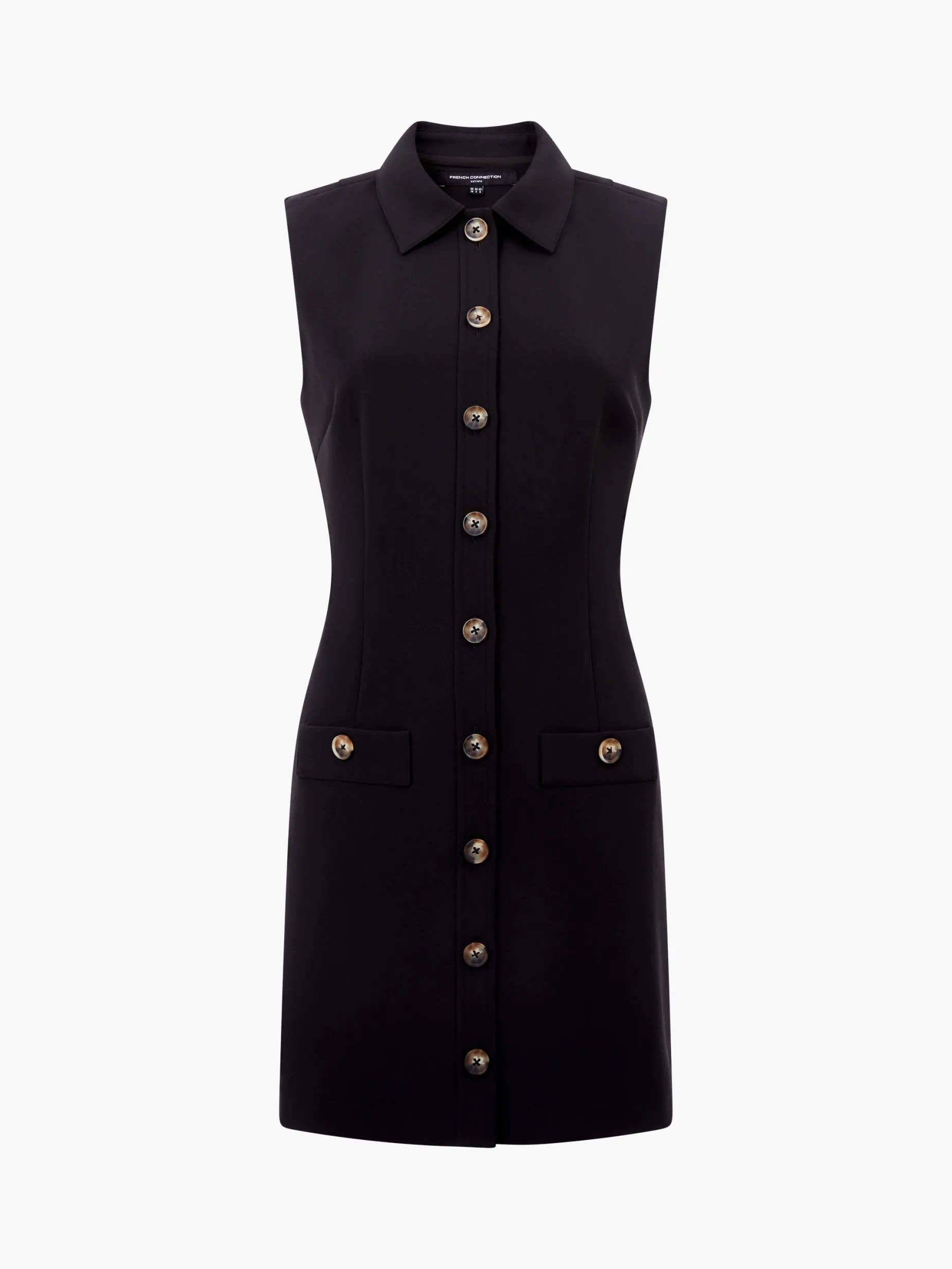 French Connection Dresses|Mini Dresses-Azra Twill Sleeveless Button Mini Dress