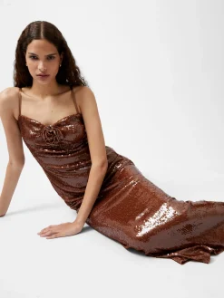 French Connection Dresses|Maxi Dresses-Beatrice Sequin Strappy Corsage Maxi Dress