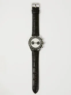 French Connection Watches-Leather Strap Watch with White Dial