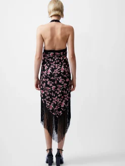 French Connection Dresses|Midi Dresses-Bryony Embroidery Fringed Halterneck Dress