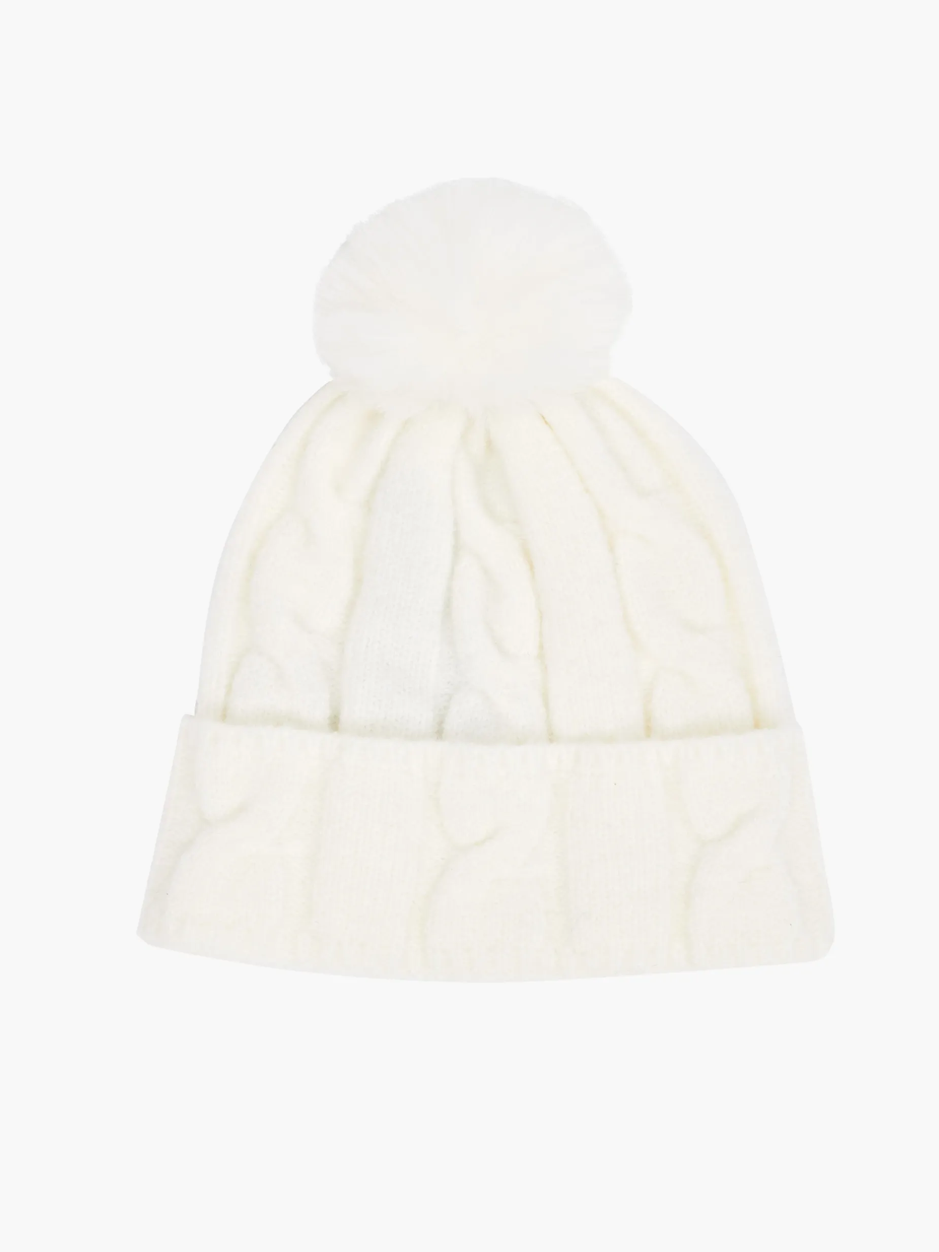 French Connection Hats-Cable Knit Pom-Pom Beanie