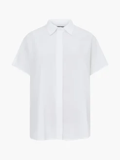French Connection Tops|Shirts-Caprina Recycled Crepe Short Sleeve Button Shirt