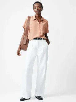 French Connection Tops|Shirts-Caprina Recycled Crepe Short Sleeve Button Shirt