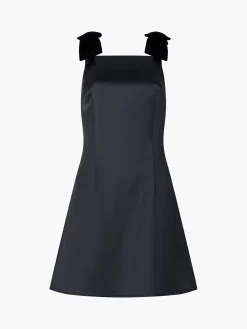 French Connection Dresses|Mini Dresses-Carey Velvet Bow Straps Satin Mini Dress