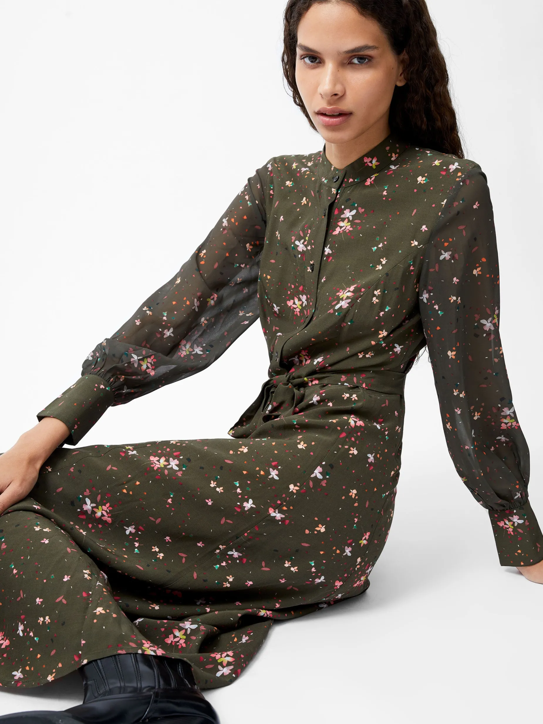 French Connection Dresses|Midi Dresses-Carina Eco Delphine Georgette Mix Shirt Dress