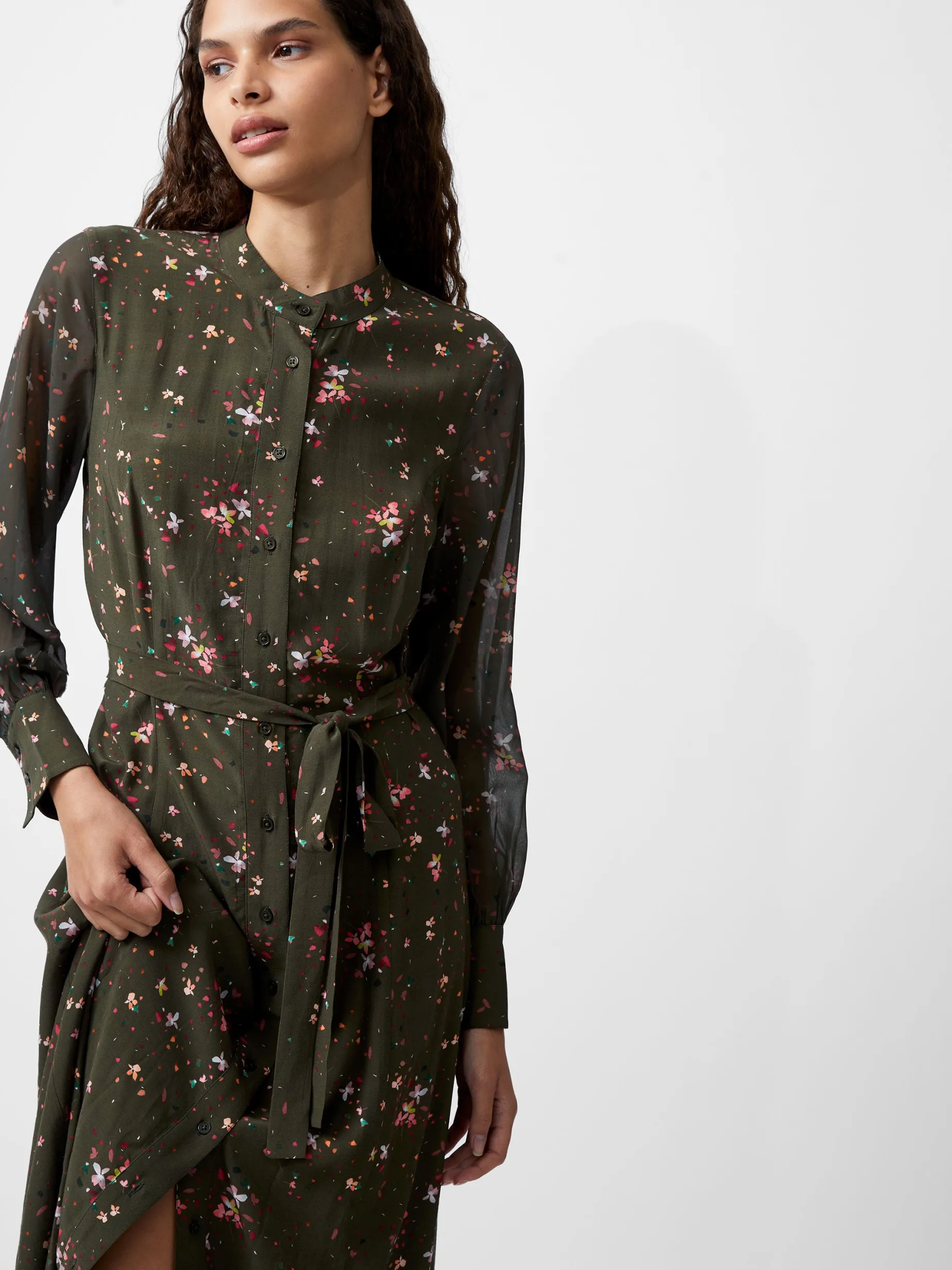 French Connection Dresses|Midi Dresses-Carina Eco Delphine Georgette Mix Shirt Dress