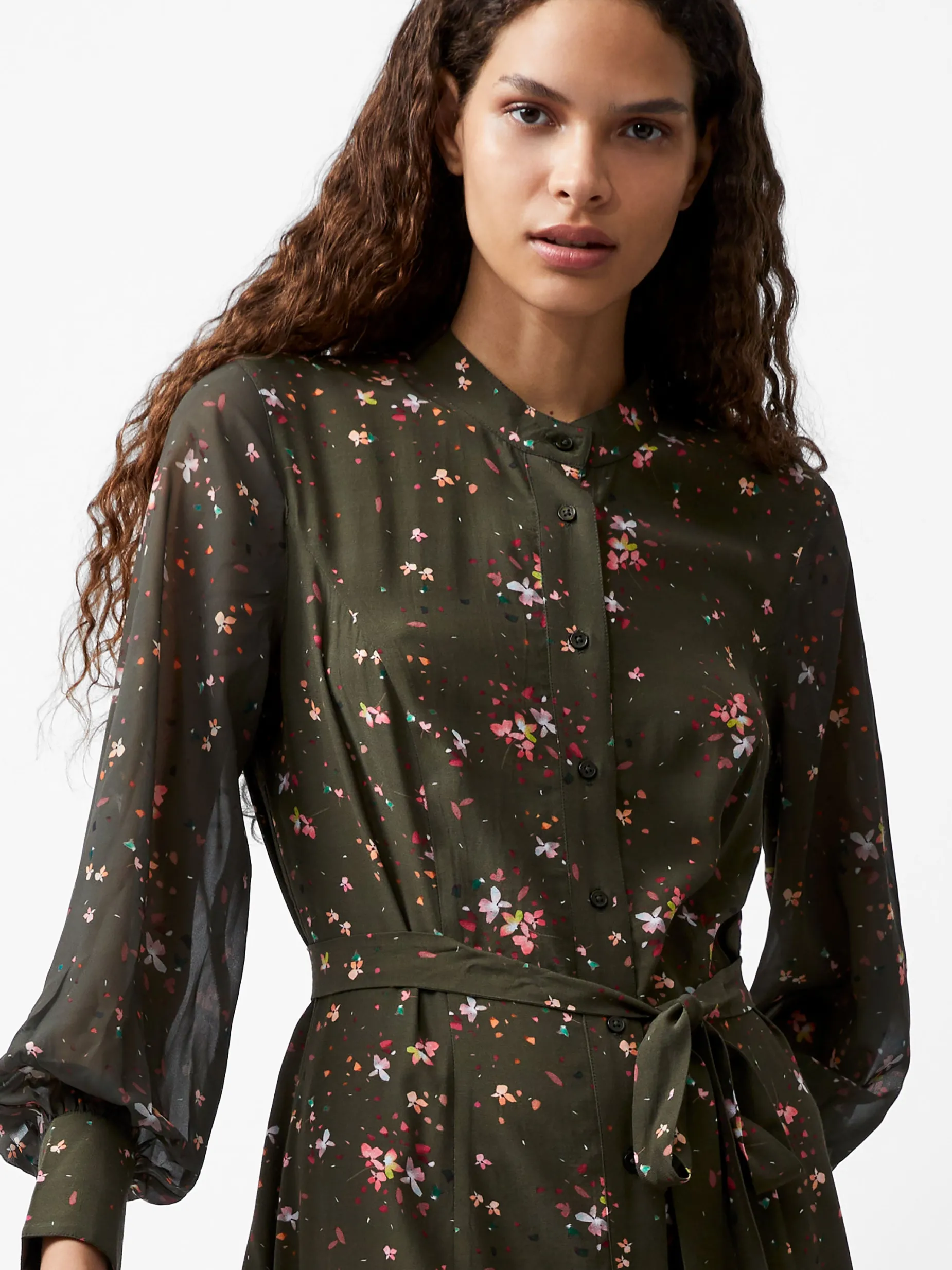 French Connection Dresses|Midi Dresses-Carina Eco Delphine Georgette Mix Shirt Dress