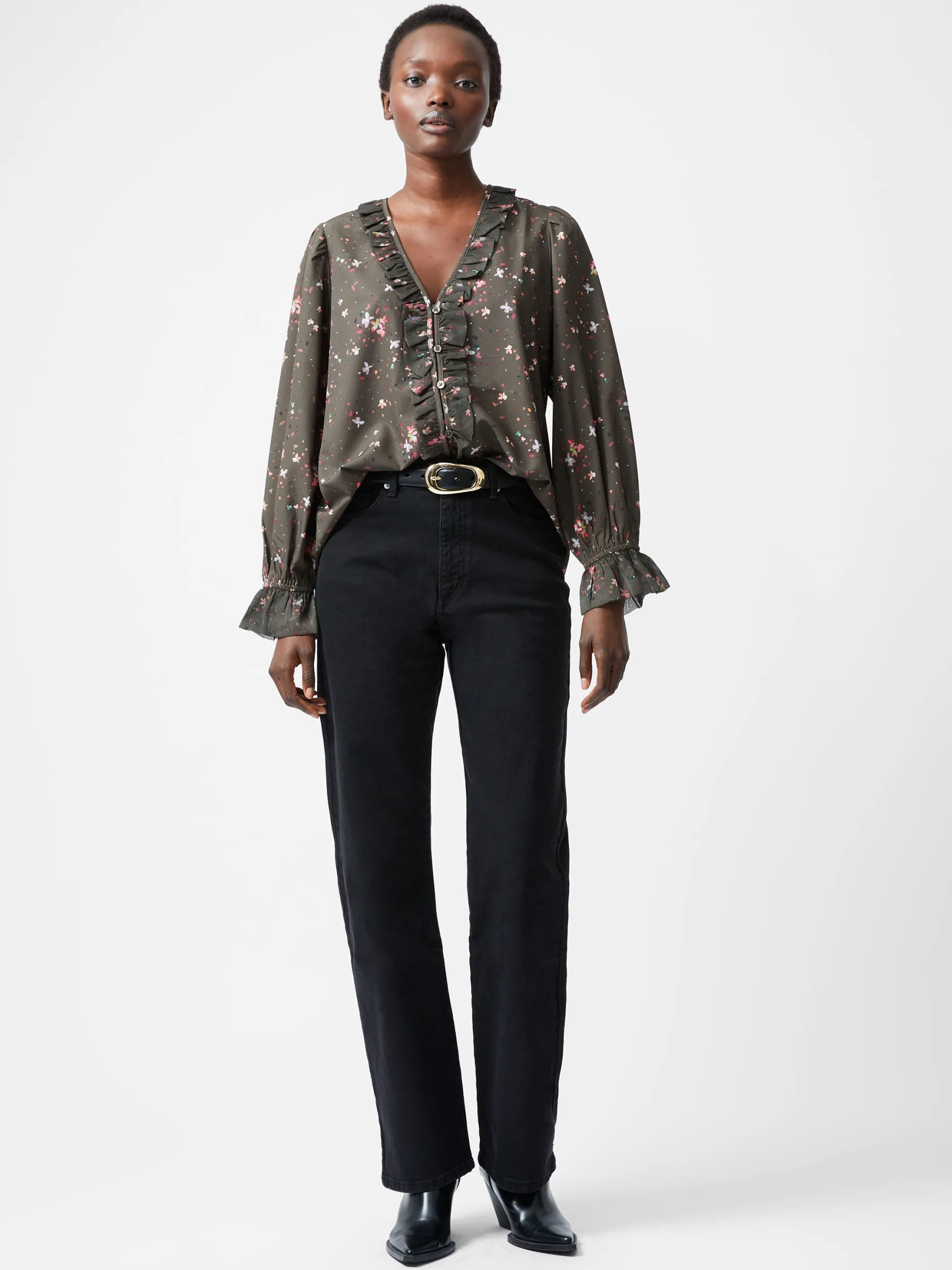 French Connection Tops-Carina Recycled Abeny Crepe Ruffle Top