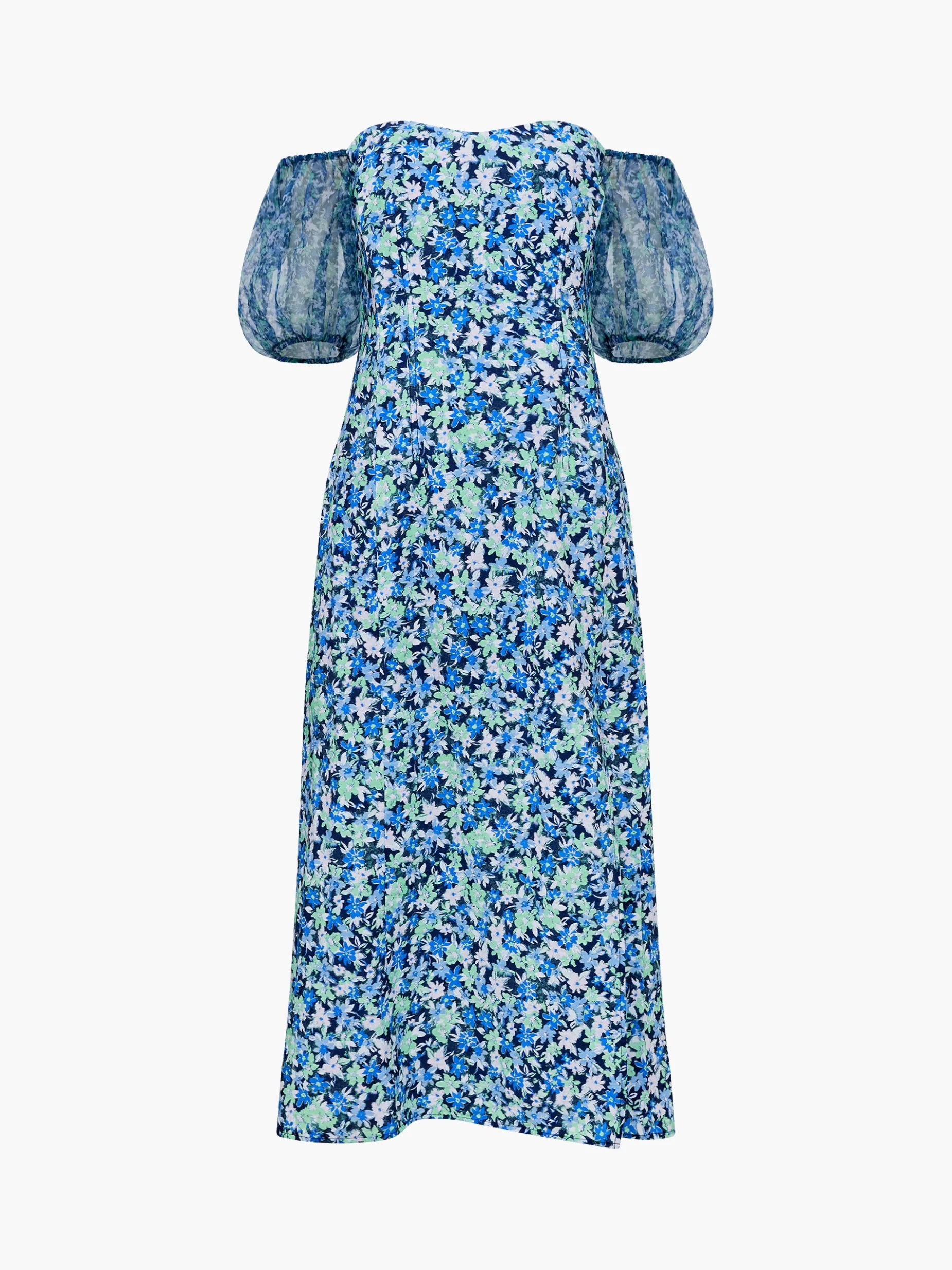 French Connection Party Dresses-Clara Textured Puff Sleeve Midi Dress