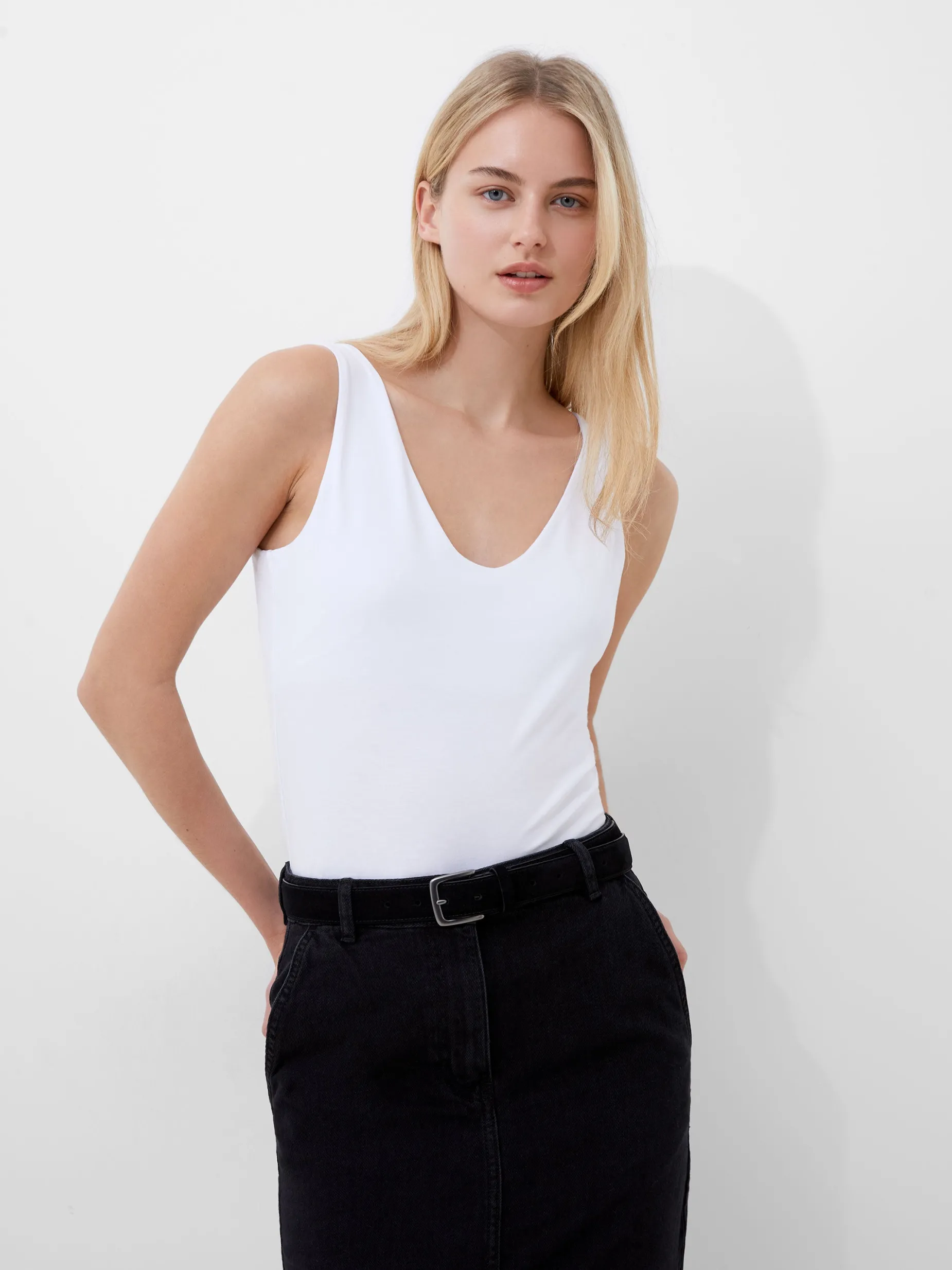 French Connection Tops-Cotton Organic Stretch Tank Top