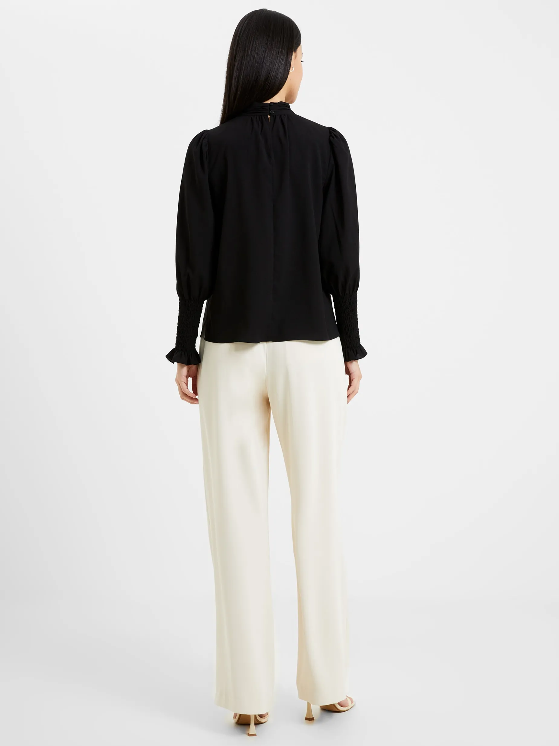 French Connection Tops-Crepe Light High Neck Long Sleeve Top