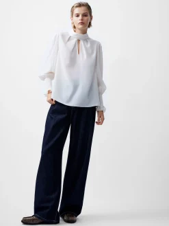 French Connection Tops-Crepe Light High Neck Long Sleeve Top