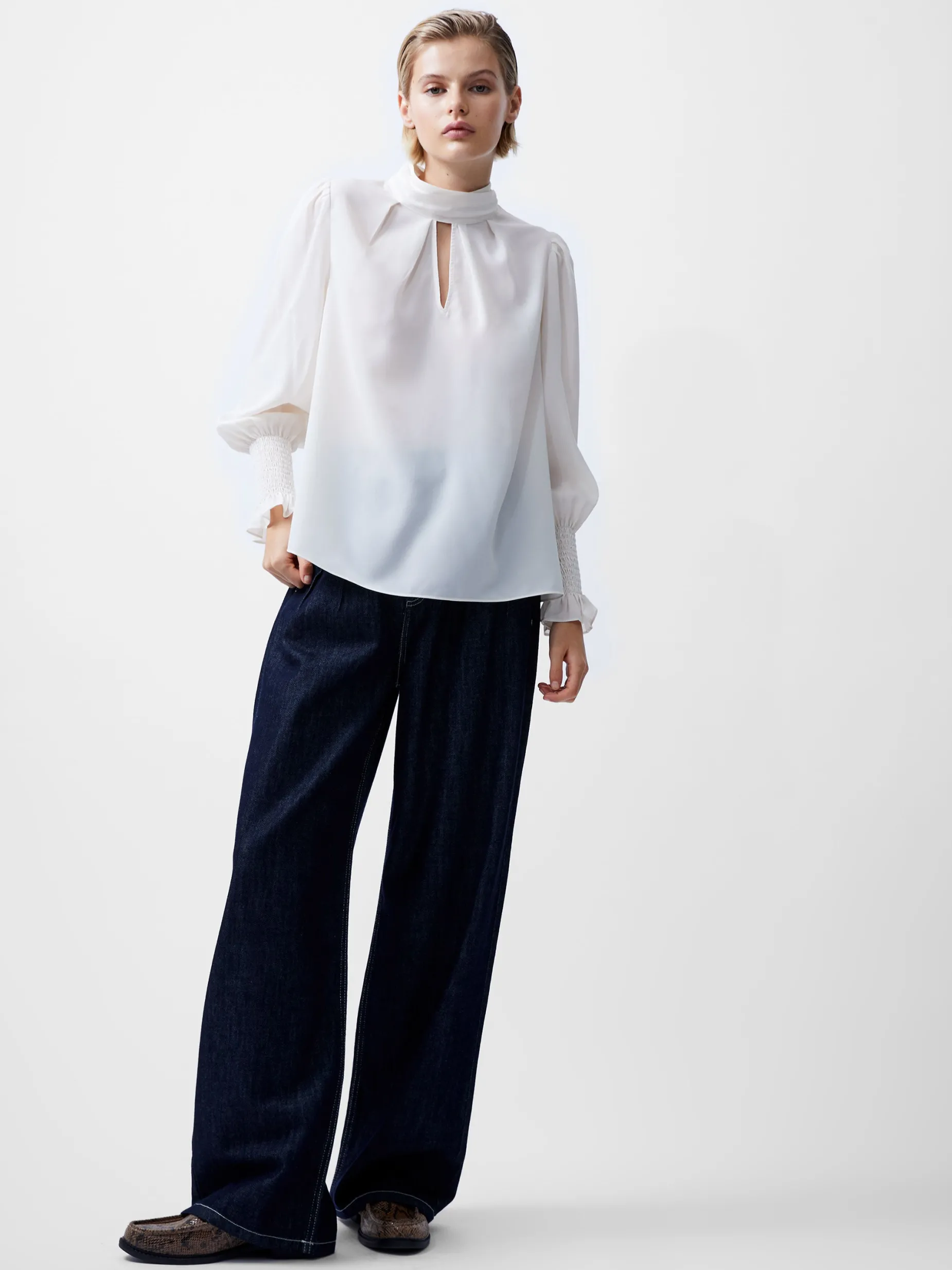 French Connection Tops-Crepe Light High Neck Long Sleeve Top