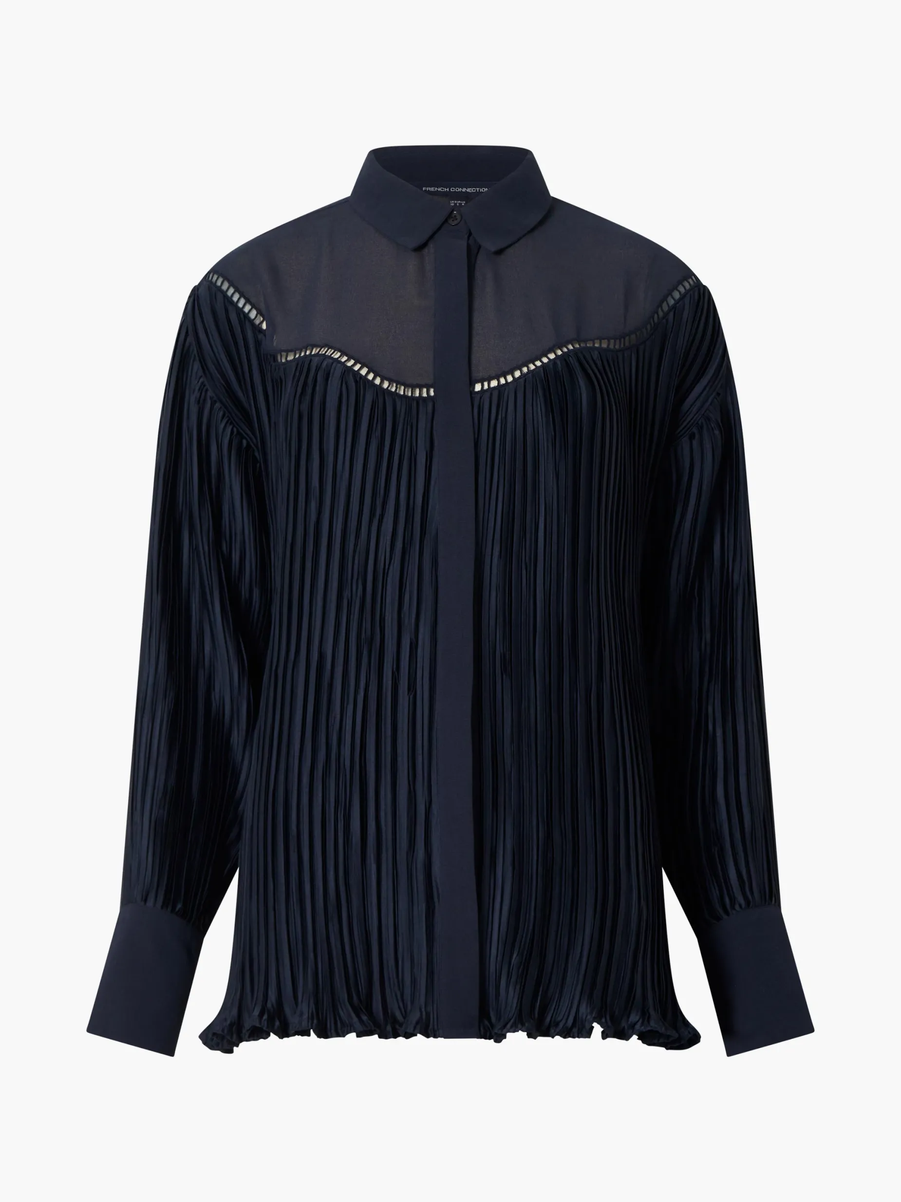 French Connection Tops|Shirts-Crina Crinkle Satin Georgette Mix Shirt