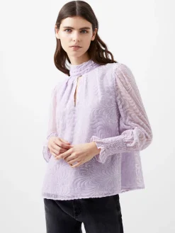 French Connection Tops-Diandra Devore Long Sleeve High Neck Top