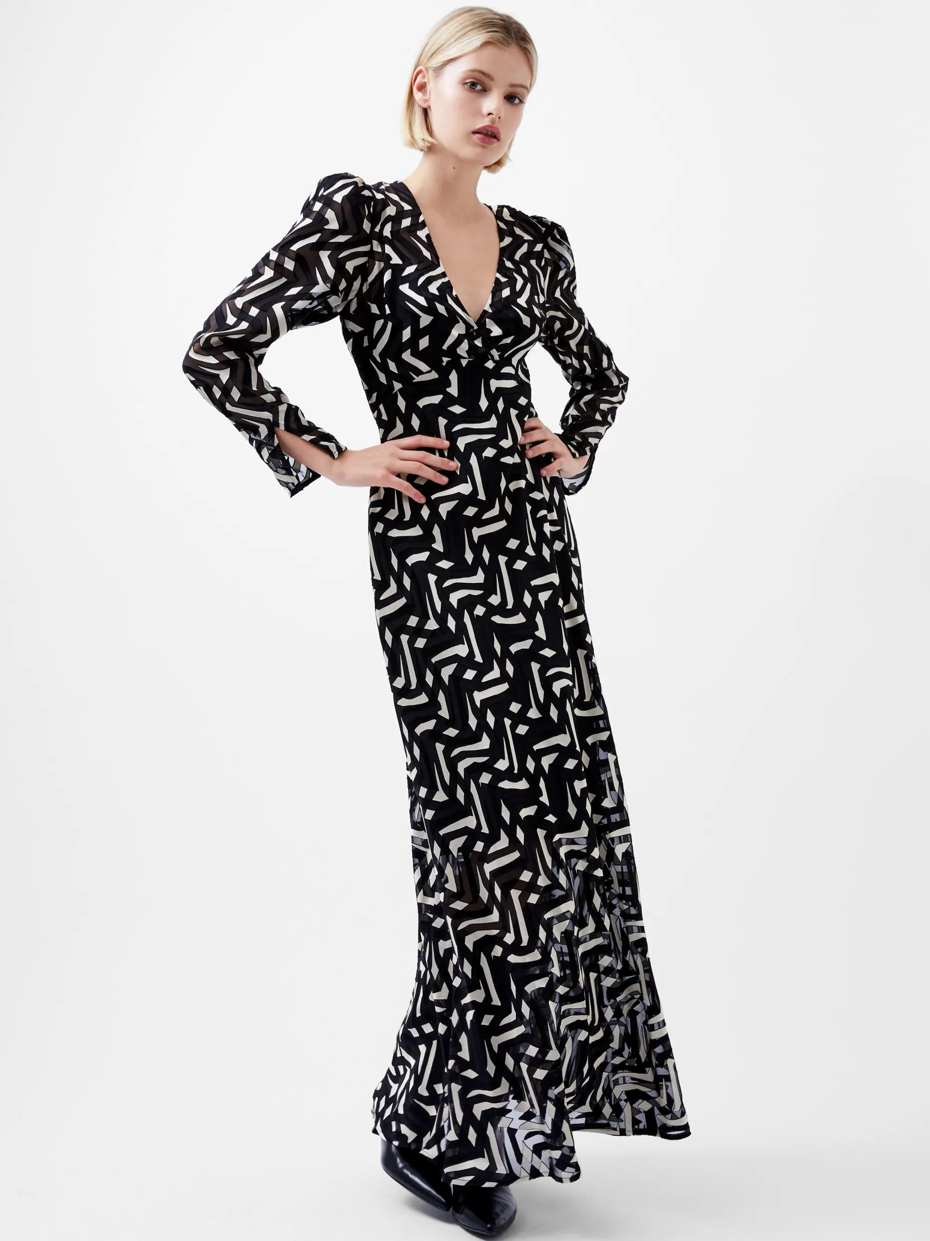 French Connection Dresses|Maxi Dresses-Diandra Satin Devore Maxi Dress