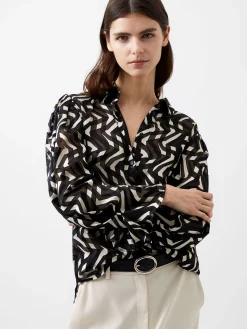 French Connection Tops|Shirts-Diandra Satin Devore Top