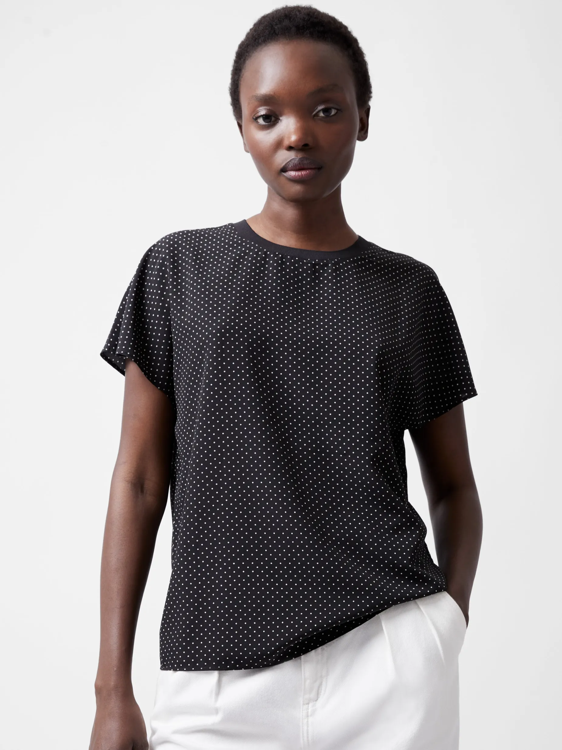 French Connection Tops-Dotty Spot Abeny Crew Neck Top