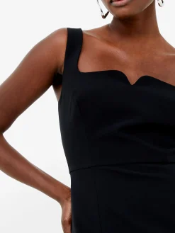 French Connection Party Dresses-Echo Crepe Neck Detail Midi Dress