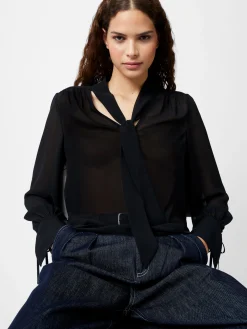 French Connection Tops|Jeans & A Nice Top-Eden Georgette Tie Neck Blouse