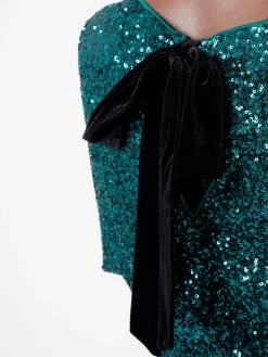 French Connection Dresses|Mini Dresses-Elena Sequin Bow Back Mini Dress