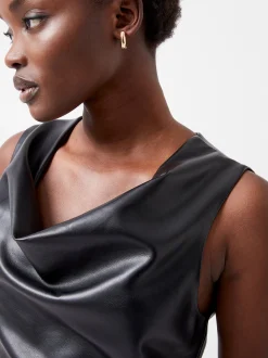 French Connection Tops|Co-Ords-Elettra PU Cowl Neck Sleeveless Top