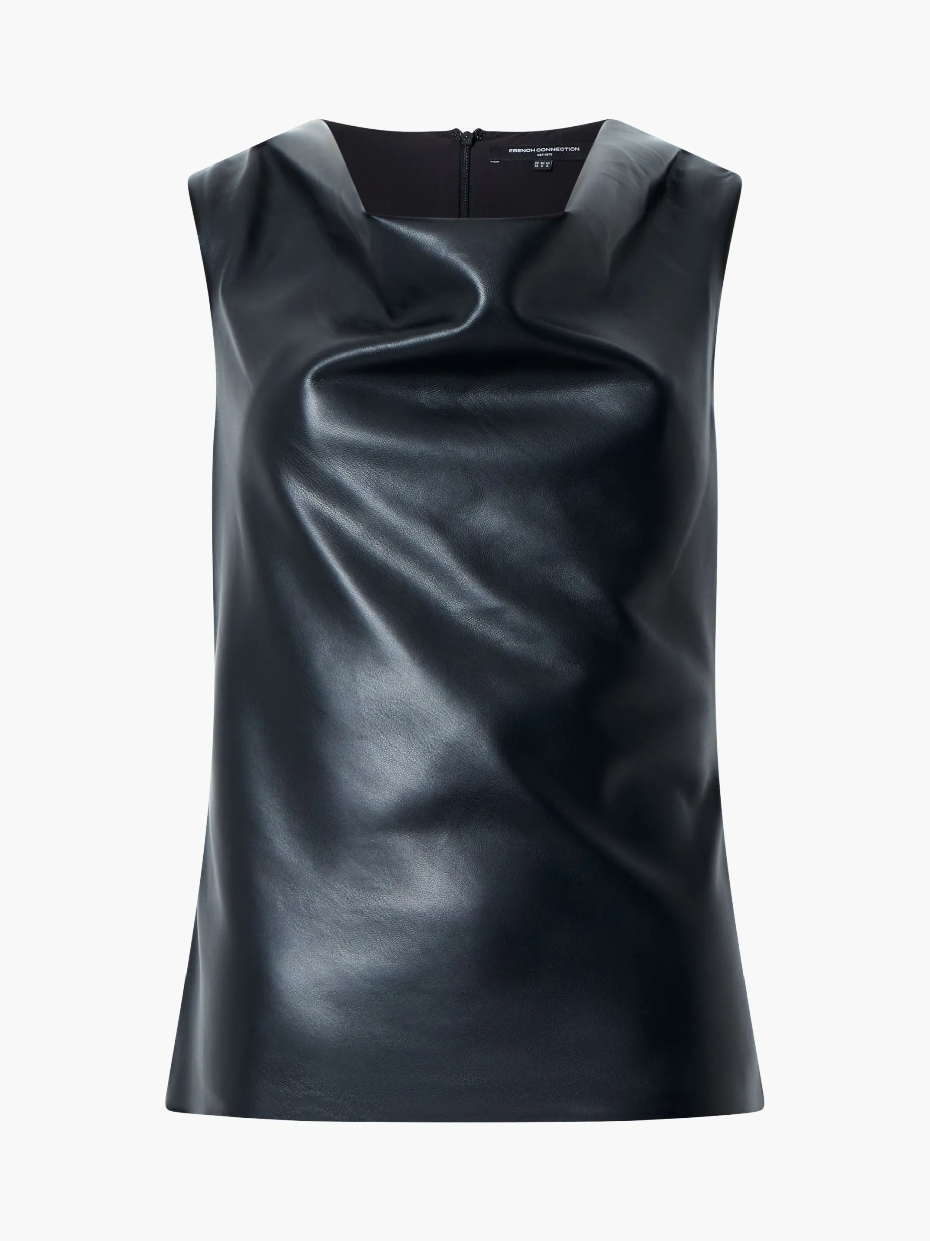 French Connection Tops|Co-Ords-Elettra PU Cowl Neck Sleeveless Top