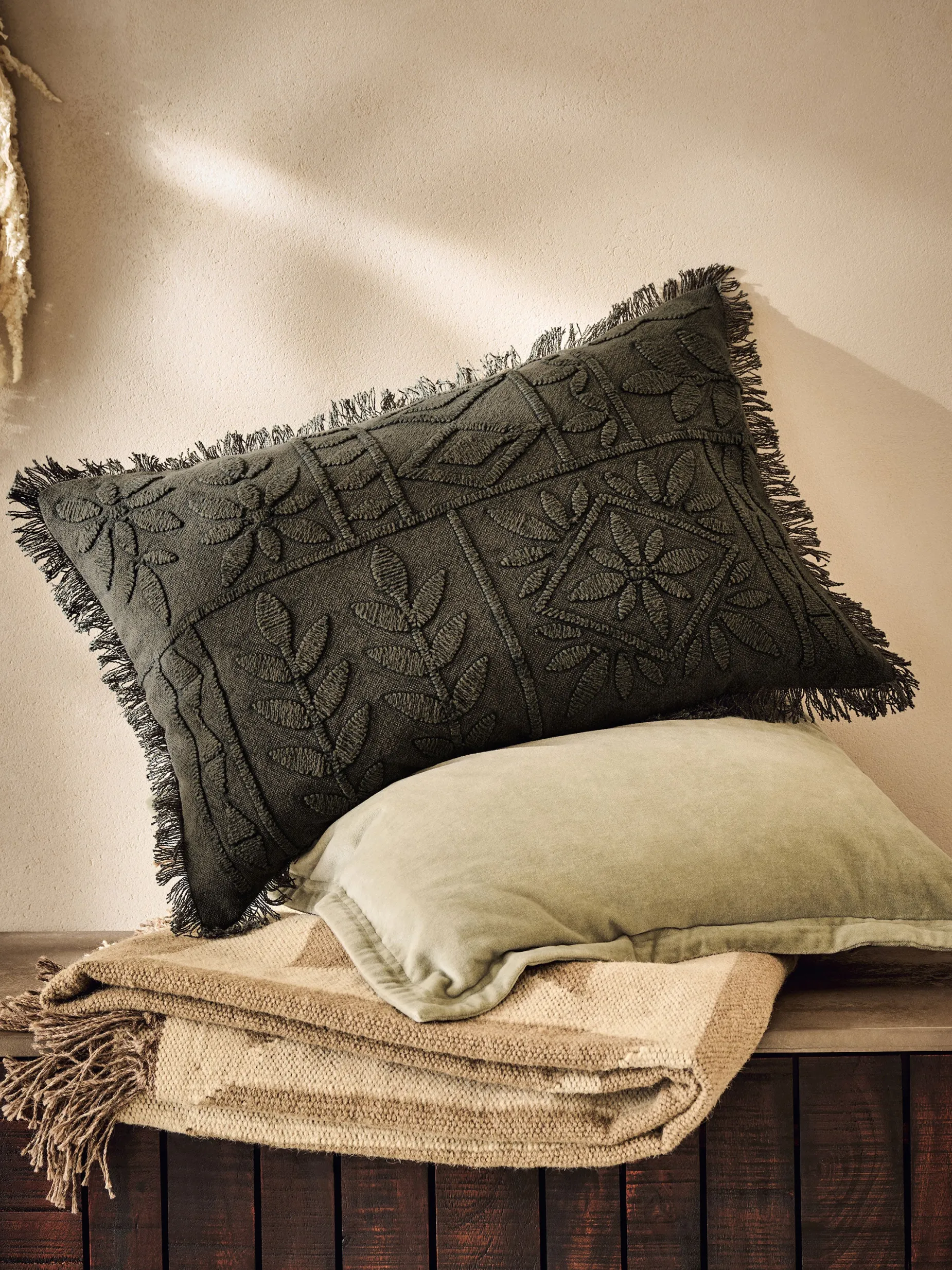 French Connection Cushions-Elmwood Tufted Olive Cushion