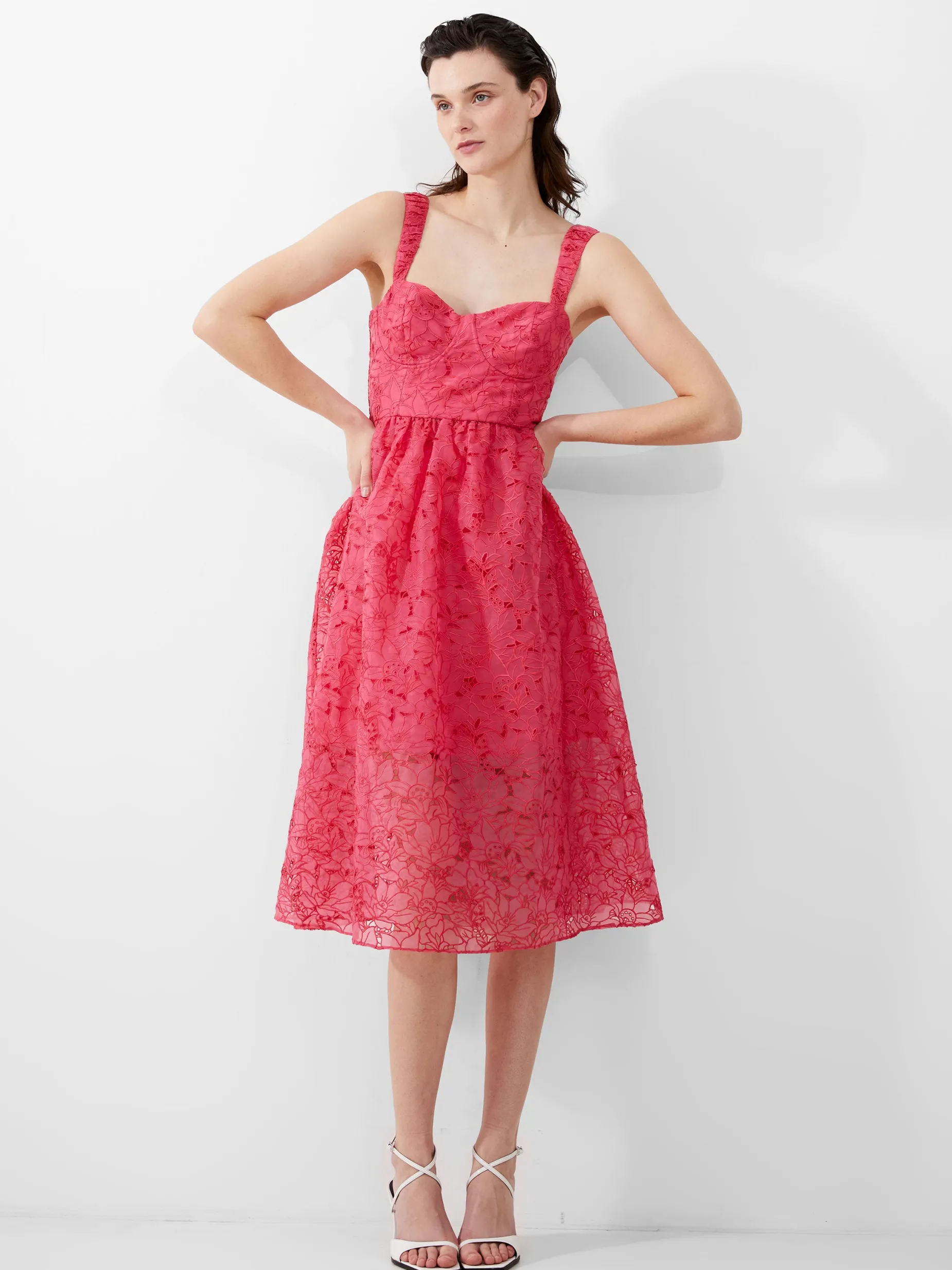 French Connection Party Dresses-Embroidered Lace Strappy Dress