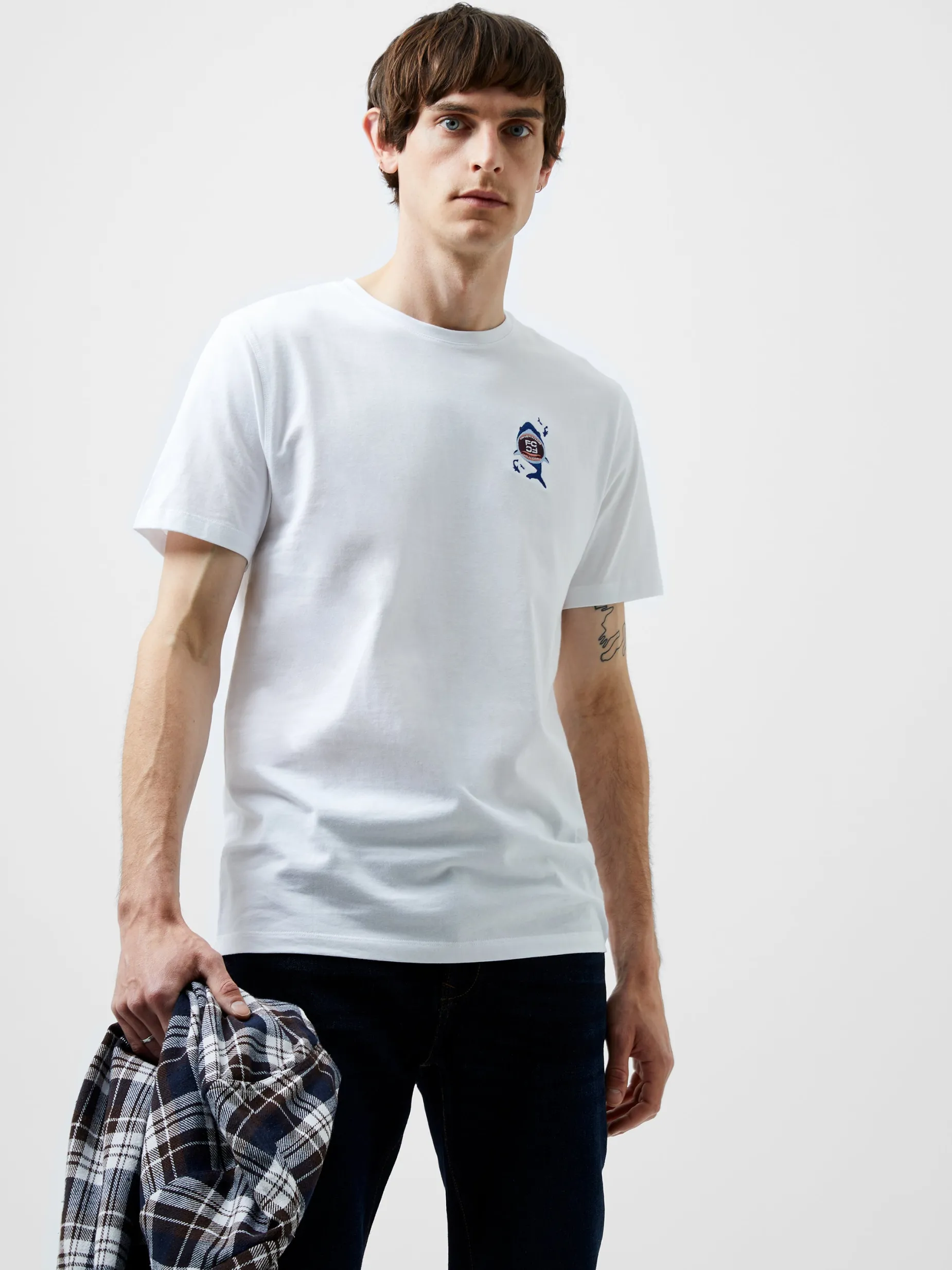 French Connection T-Shirts & Polo Shirts-Embroidered Shark Organic Graphic T-Shirt