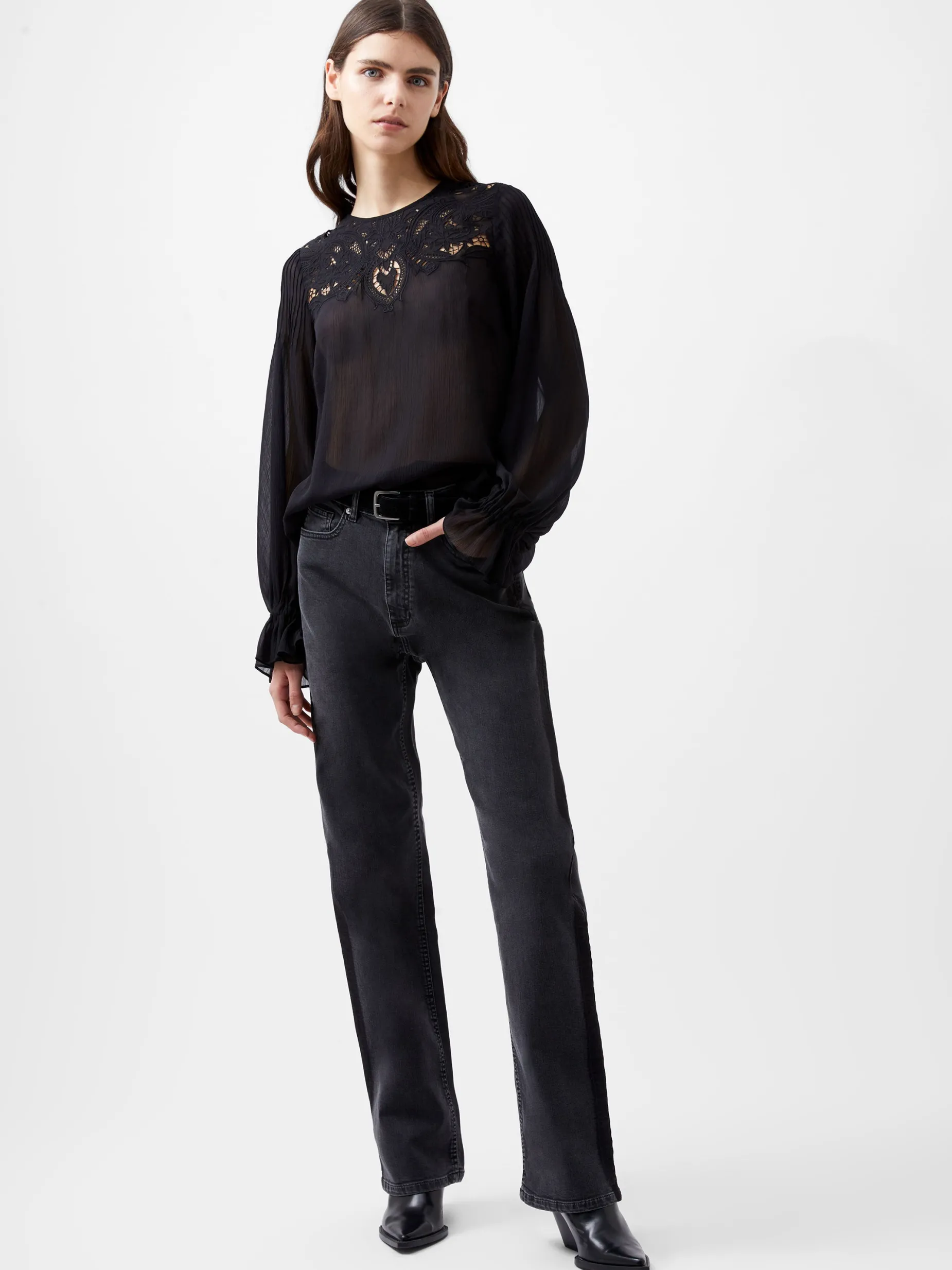 French Connection Jeans & A Nice Top-Emina Chiffon Lace Blouse