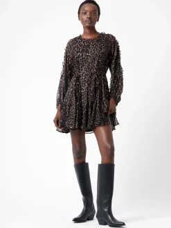 French Connection Dresses|Mini Dresses-Emina Chiffon Print Long Sleeve Mini Dress