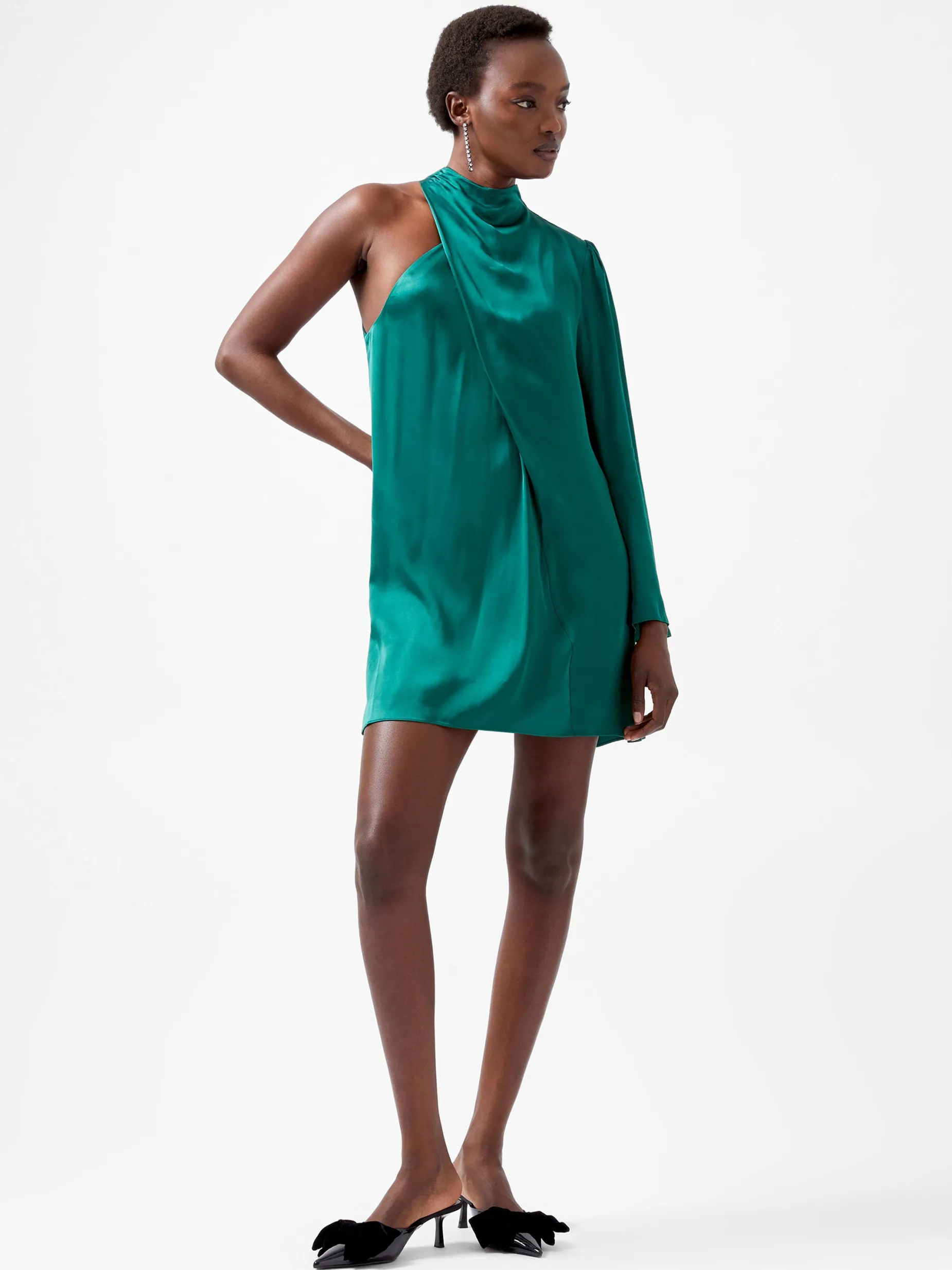 French Connection Dresses|Mini Dresses-Ennis Eco Satin Asymmetric Mini Dress