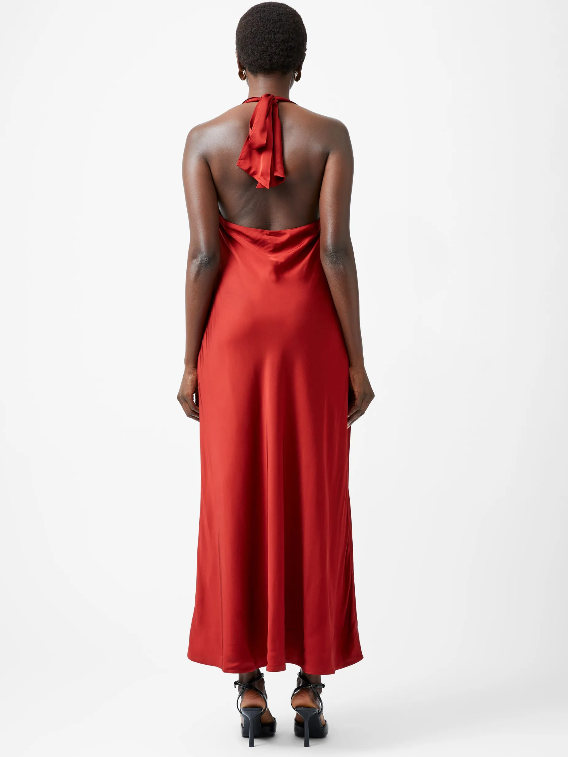 French Connection Dresses|Maxi Dresses-Ennis Eco Satin Halterneck Midi Dress