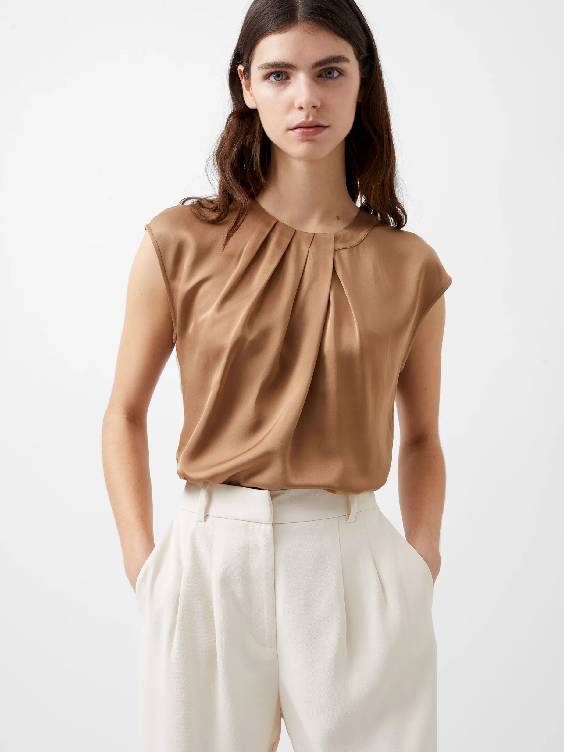 French Connection Tops|Jeans & A Nice Top-Ennis Eco Satin Neck Detail Top