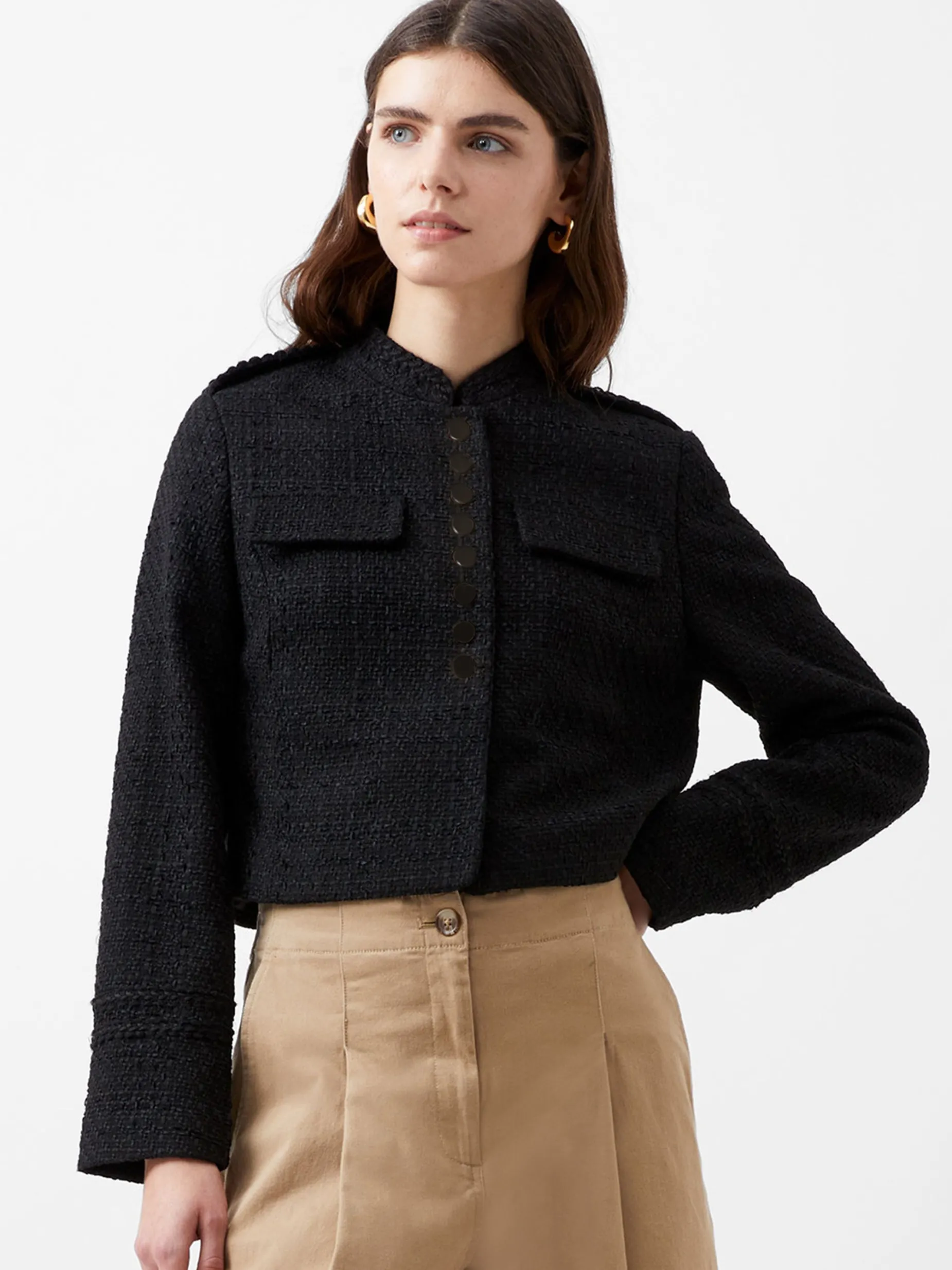 French Connection Coats & Jackets|Jeans & A Nice Top-Felice Tweed Military Jacket