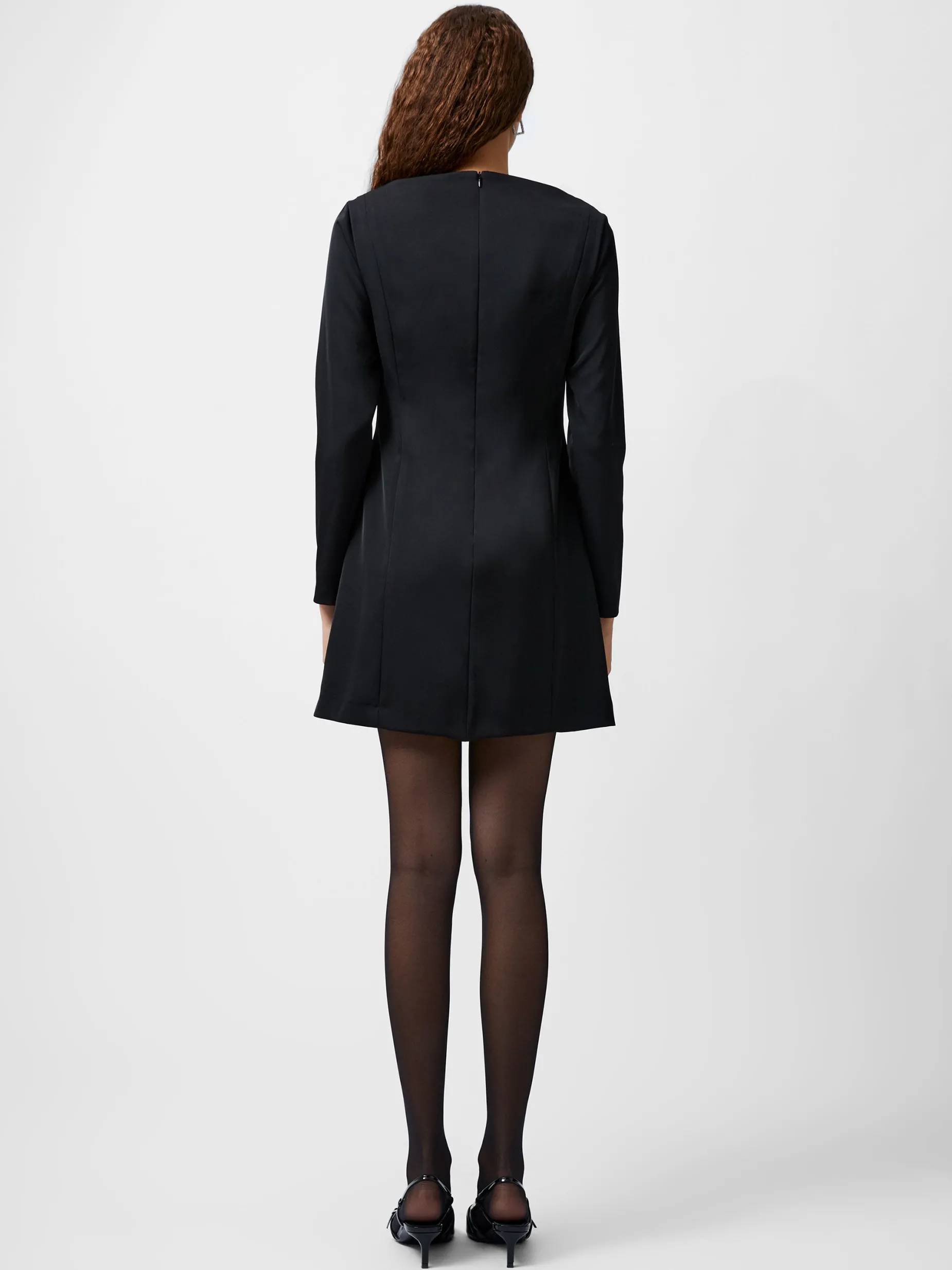 French Connection Dresses|Mini Dresses-Fenix Satin Bow Long Sleeve Mini Dress