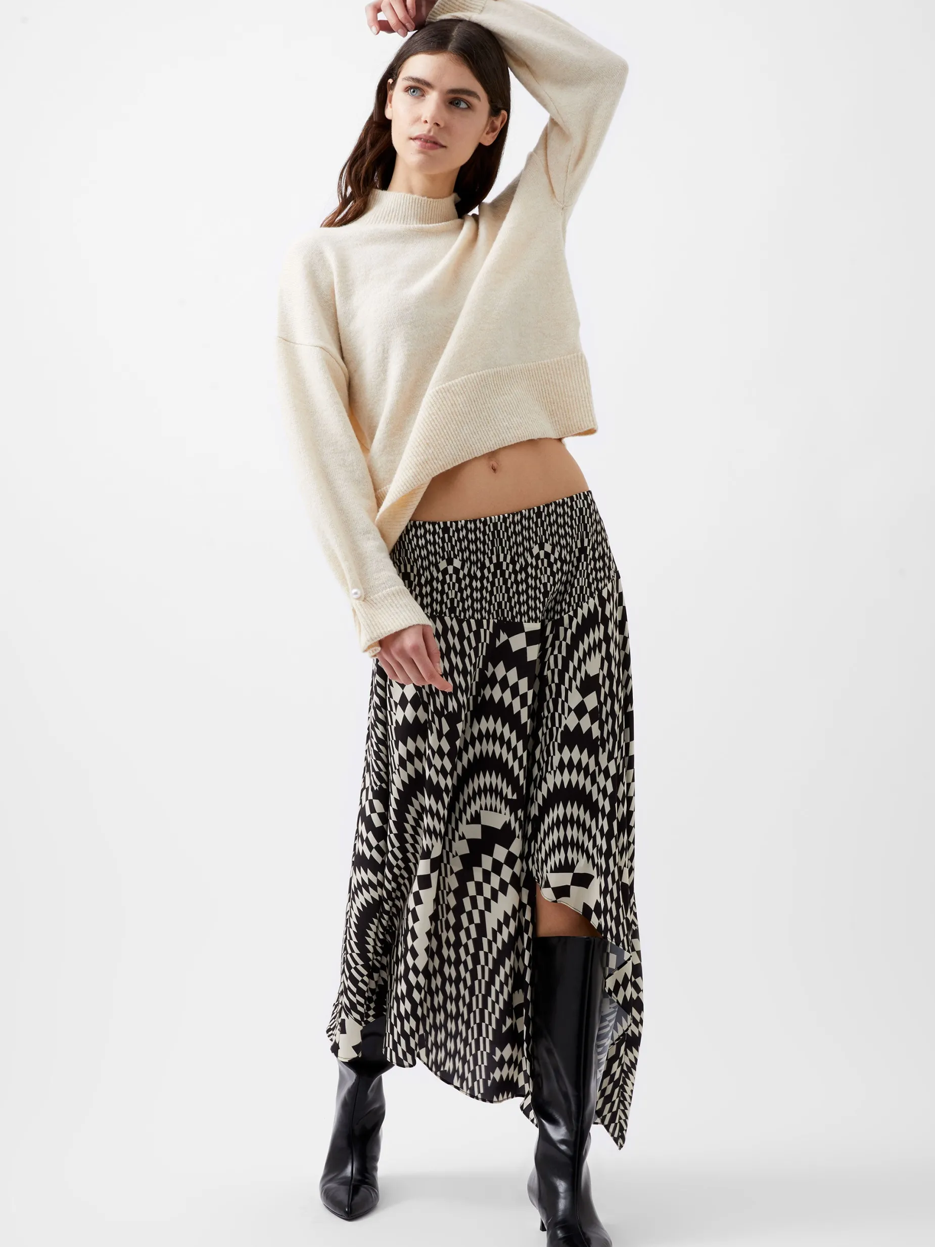 French Connection Skirts & Shorts|Skirts-Fern Arie Crepe Asymmetrical Skirt