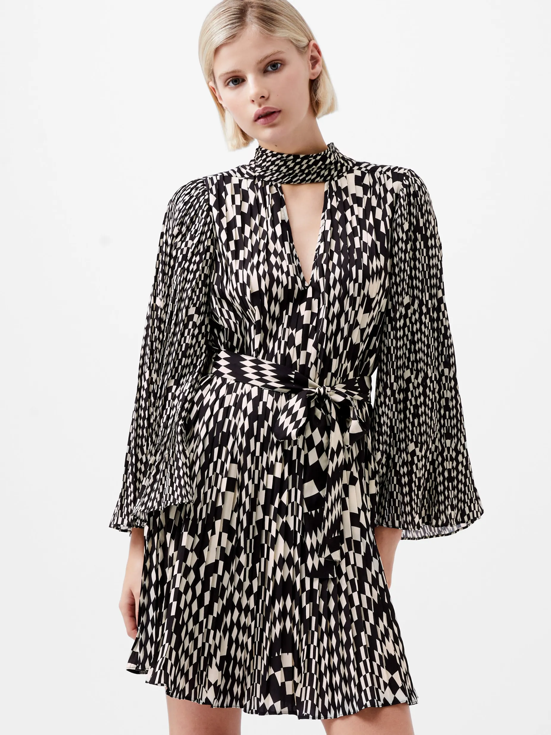 French Connection Dresses|Mini Dresses-Fern Arie Pleated Ella Crepe Mini Dress
