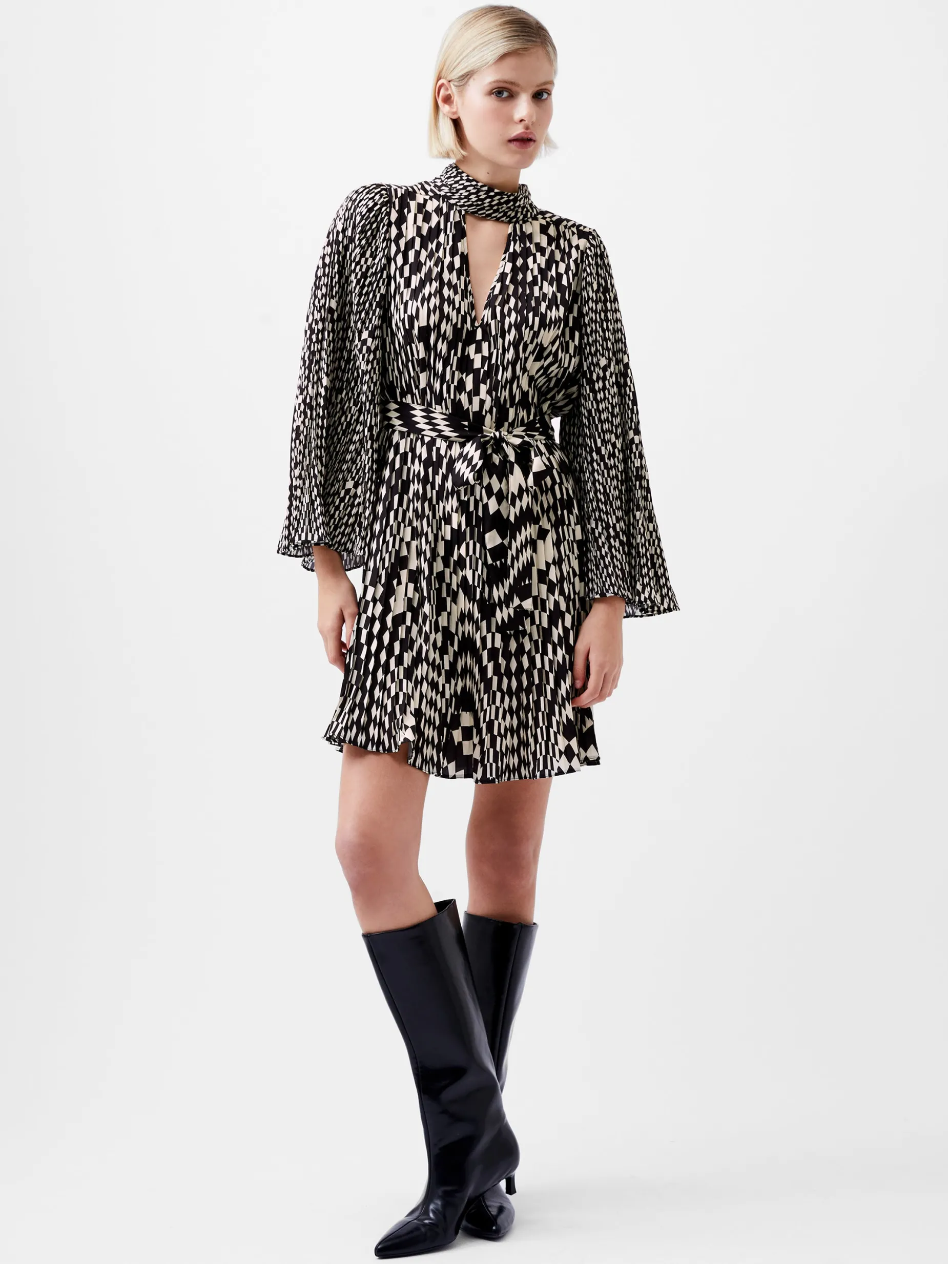 French Connection Dresses|Mini Dresses-Fern Arie Pleated Ella Crepe Mini Dress